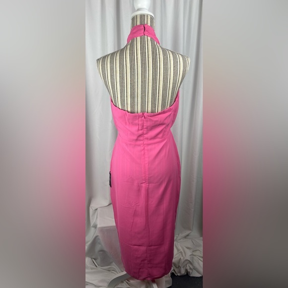 Lulu’s Flirty Chic Pink Cutout Twist-Front Halter Midi Dress Womens Medium - Picture 5 of 7